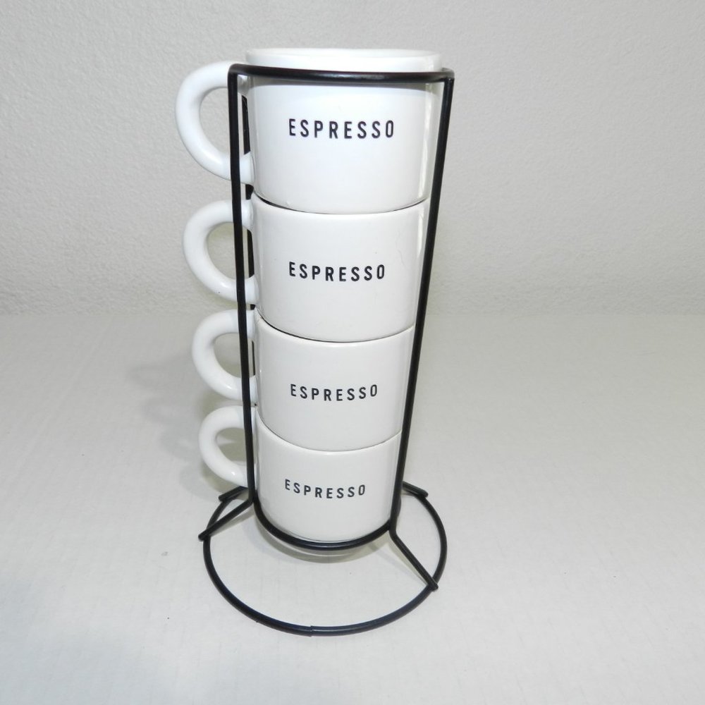 Espresso Stackable White Mugs Set